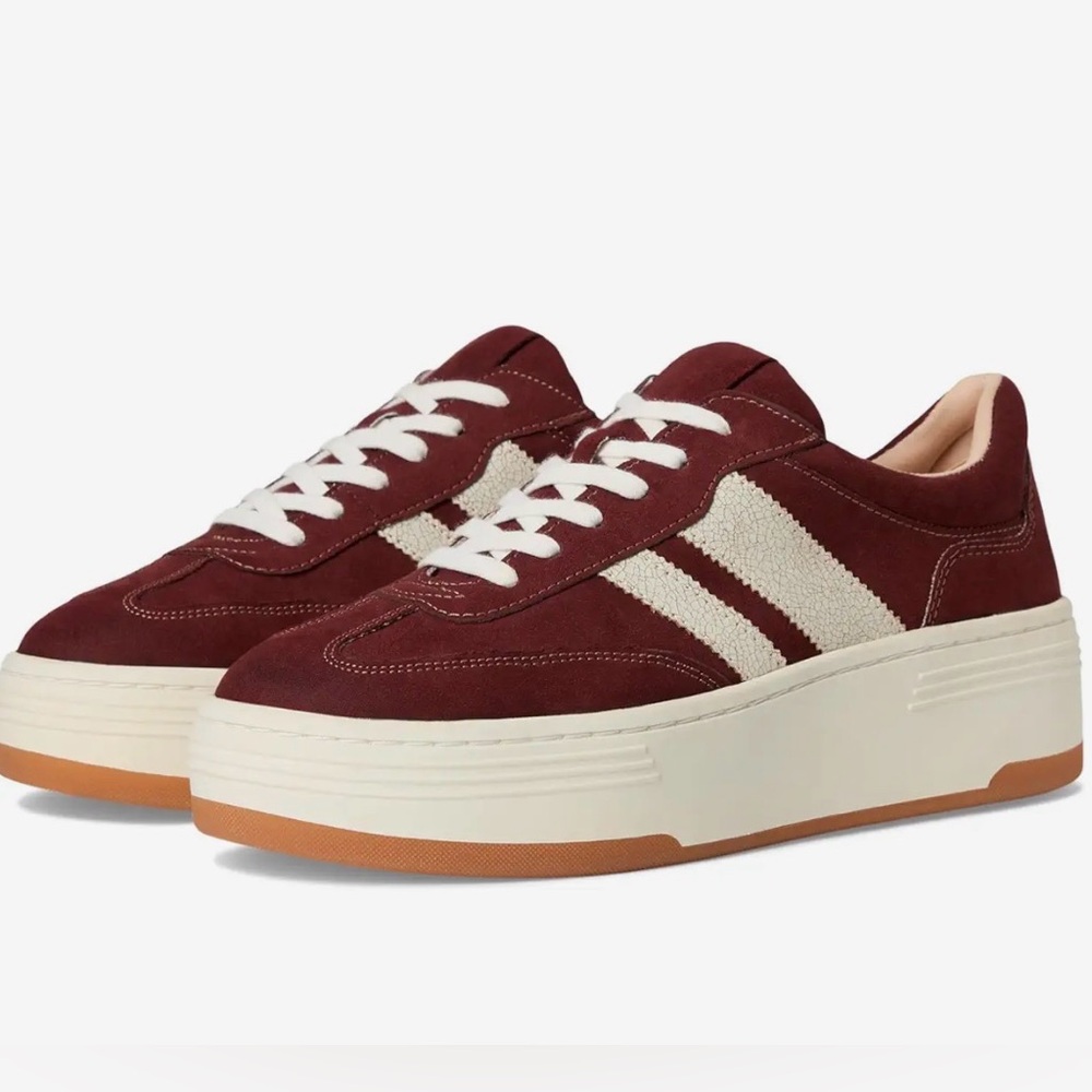 Madden Girl Livvey Platform Sneaker Burgundy with Cream Accents